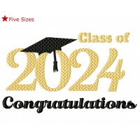 2024 Class Of, Embroidery Service, Five Sizes (congratulations)