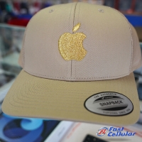 kaki hat with hand made apple logo (gold logo)